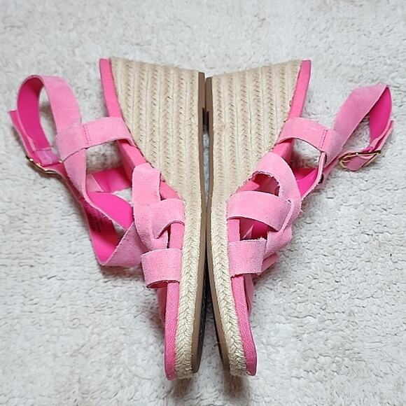 COLE HAAN CRYSTAL WEDGE SANDAL 7MM NEON FUSIA LEATHER ESPADRILLES LADIES 11 NWOB - Picture 10 of 16